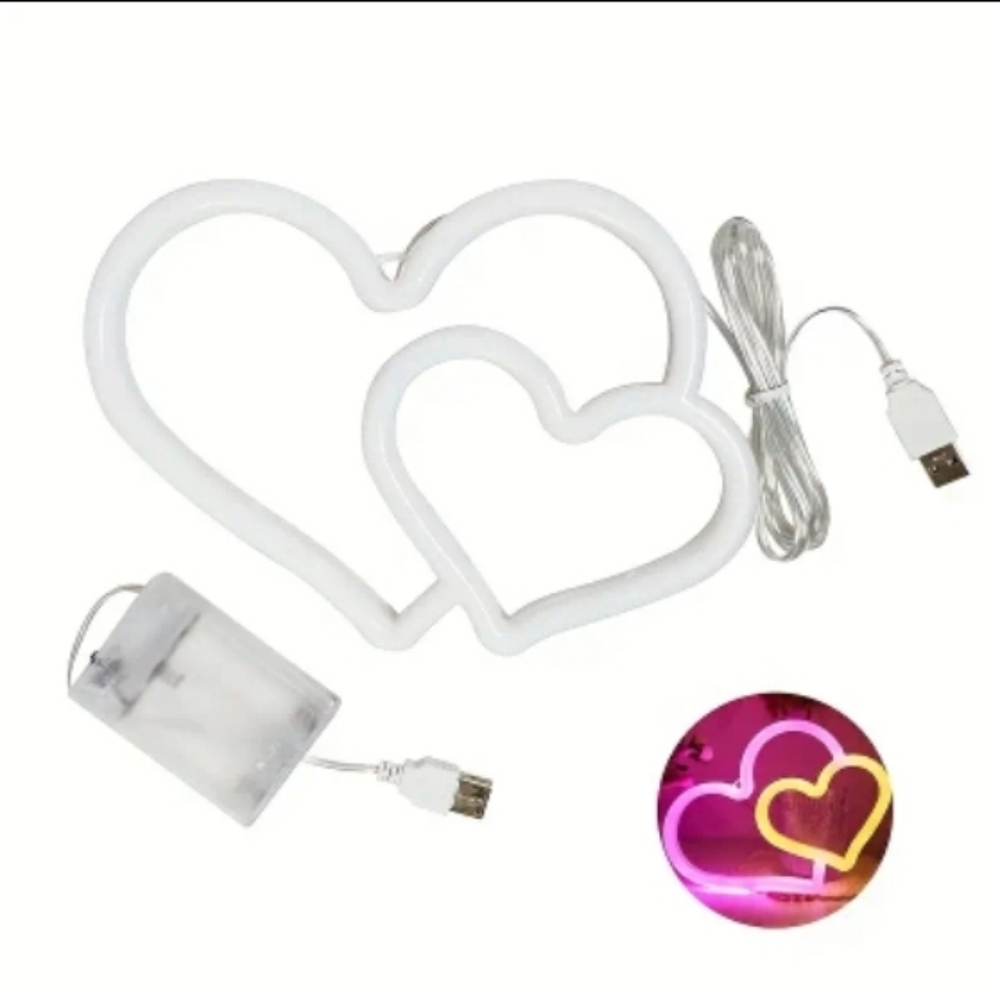 Double Heart Neon Sign